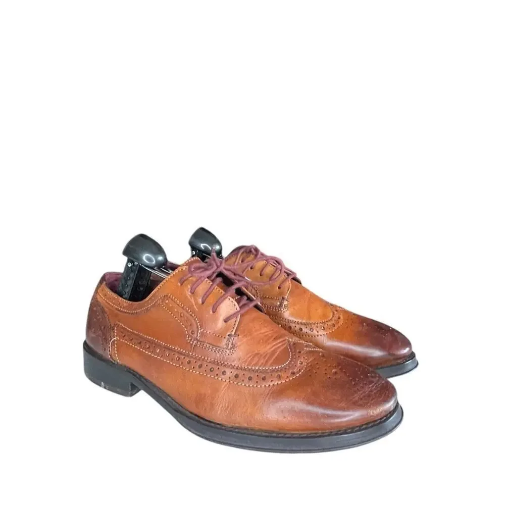 Ted Baker Men's Chorlten 3 Burnished Leather Brogues Dress Shoes Tan Size 9
